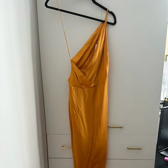 midi satin floral dress Women's Sweet Recollection Dark Gold Floral Satin Maxi Dress | Size: S